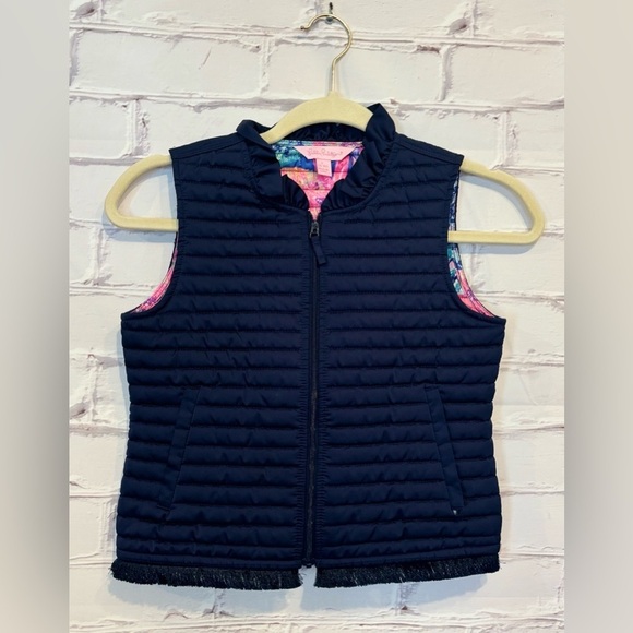 Lilly Pulitzer Navy Blue Girls Puffer Vest for Size Large 8-10 - Picture 1 of 6